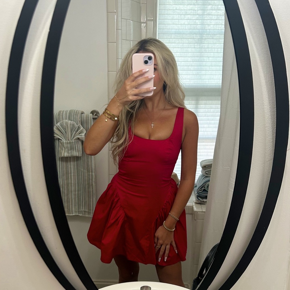 Peppermayo red corset mini dress